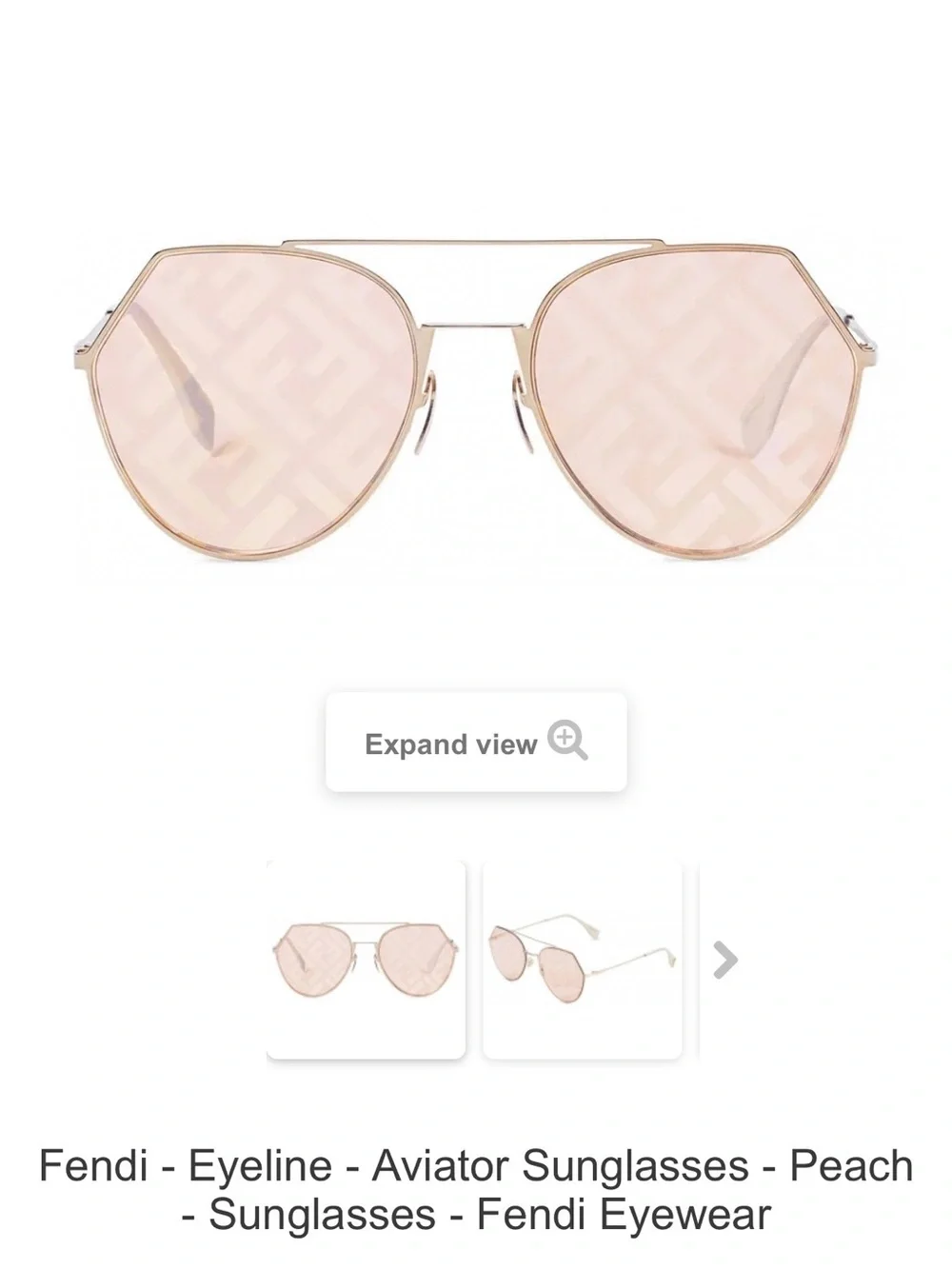 Fendi Eyeline Aviator Sunglasses in Pink-Tinted Lenses with Gold Frame